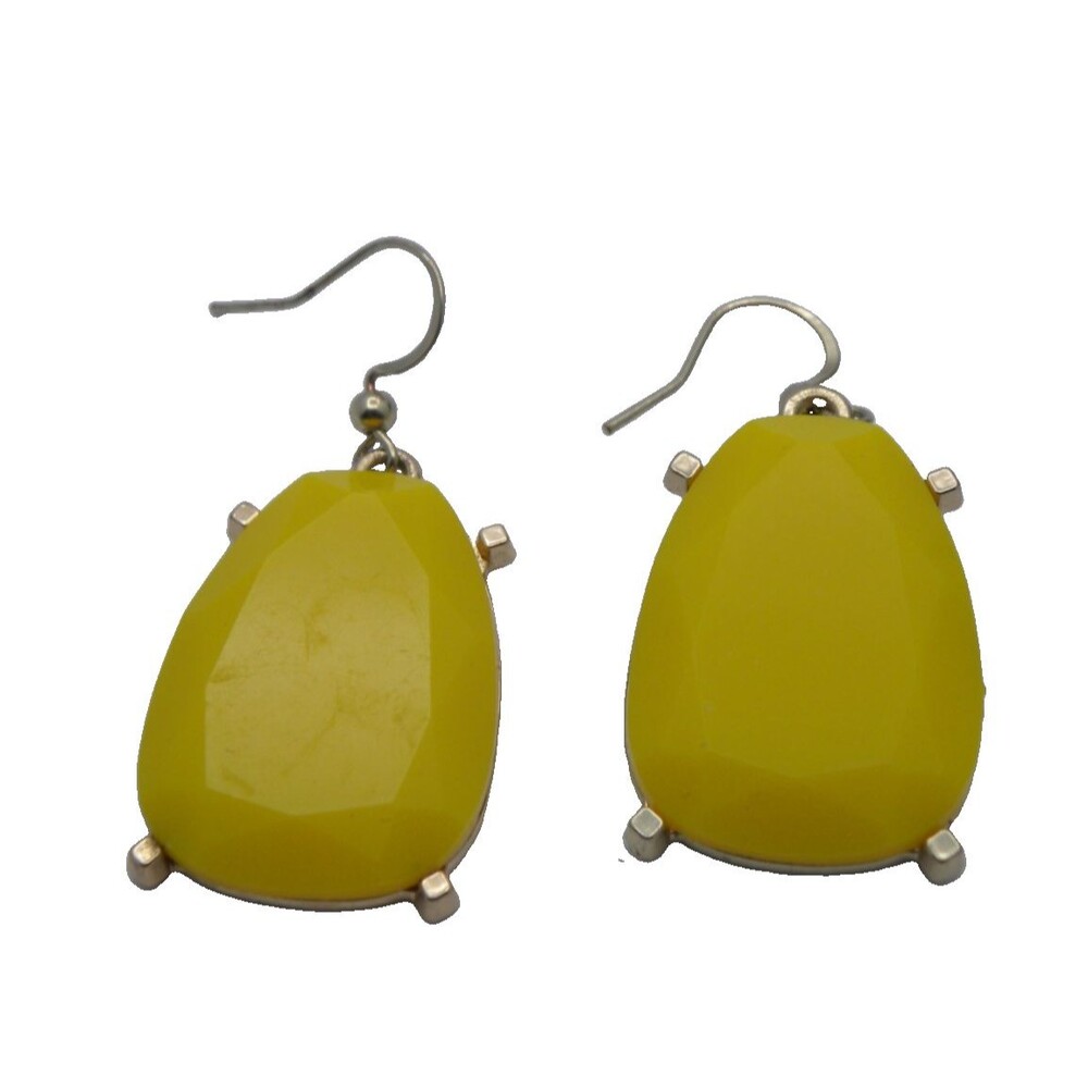 Vintage Yellow Drop Dangle Earrings Teardrop Prong Set Chunky Boho Retro Y2K